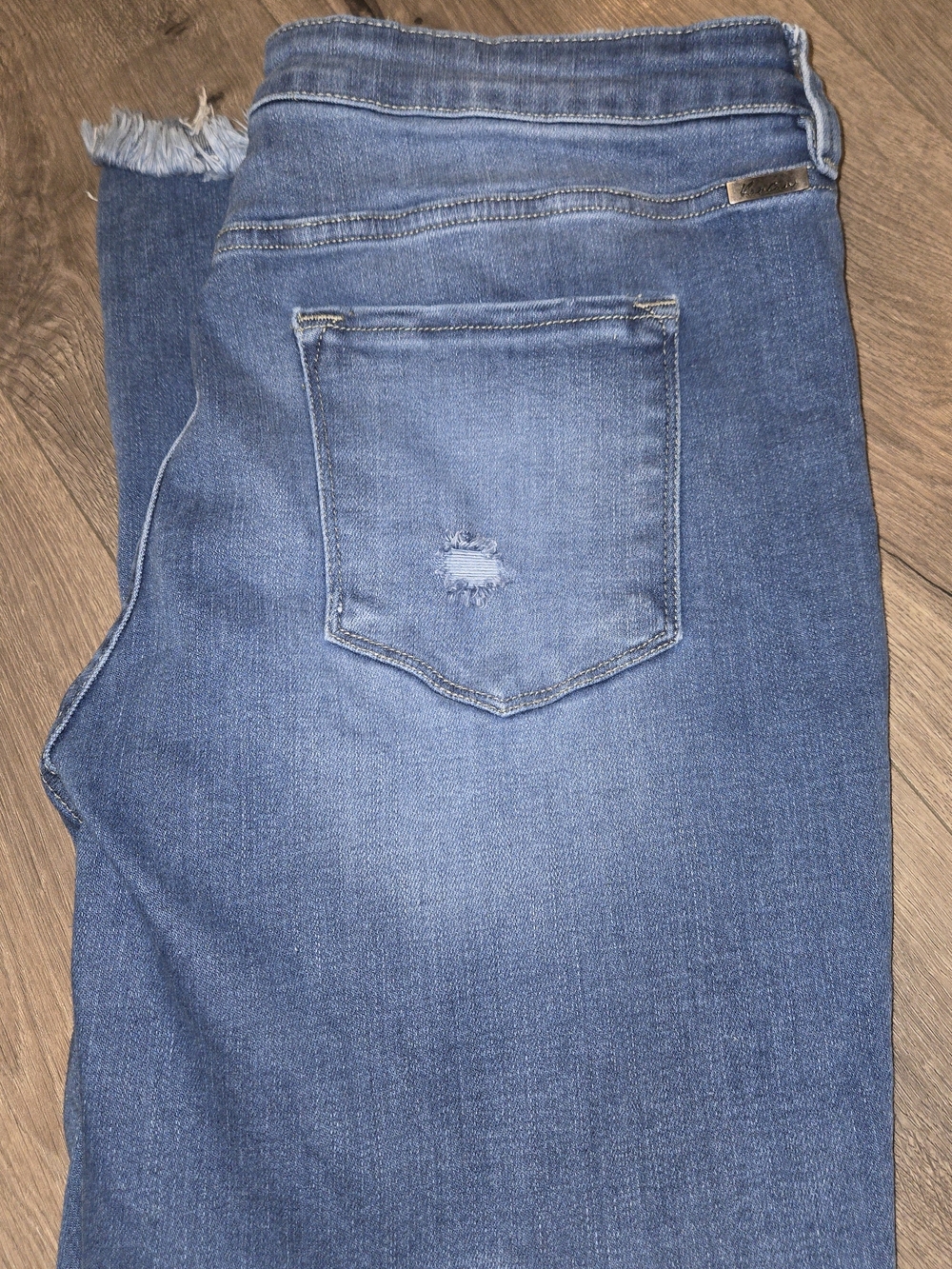 KanCan Medium Blue Flare Jeans with Distressed Hem - Picture 5 of 5